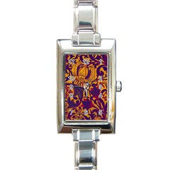 Floral Pattern Rectangle Italian Charm Watch