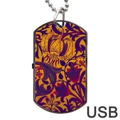 Floral Pattern Dog Tag Usb Flash (two Sides) by Valentinaart