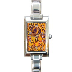 Floral Pattern Rectangle Italian Charm Watch