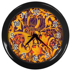 Floral Pattern Wall Clocks (black) by Valentinaart