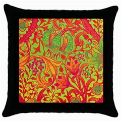 Floral Pattern Throw Pillow Case (black) by Valentinaart