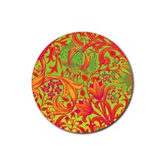 Floral Pattern Rubber Round Coaster (4 Pack)  by Valentinaart