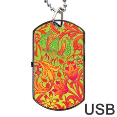 Floral Pattern Dog Tag Usb Flash (two Sides) by Valentinaart