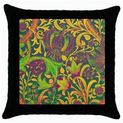 Floral Pattern Throw Pillow Case (black) by Valentinaart