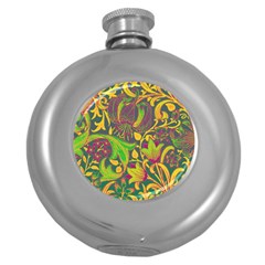 Floral Pattern Round Hip Flask (5 Oz) by Valentinaart