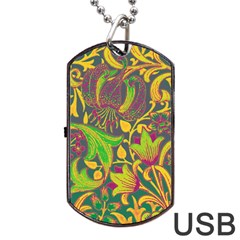 Floral Pattern Dog Tag Usb Flash (two Sides) by Valentinaart