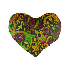 Floral Pattern Standard 16  Premium Flano Heart Shape Cushions by Valentinaart