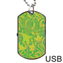 Floral Pattern Dog Tag Usb Flash (two Sides) by Valentinaart