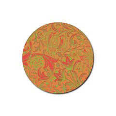 Floral Pattern Rubber Coaster (round)  by Valentinaart