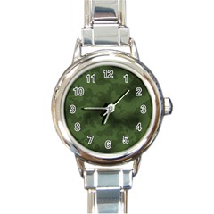 Vintage Camouflage Military Swatch Old Army Background Round Italian Charm Watch by Simbadda