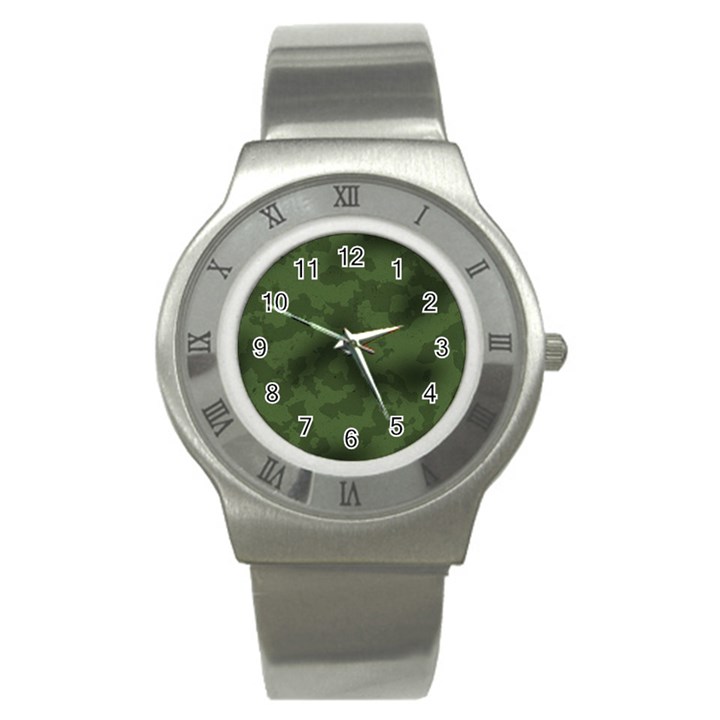 Vintage Camouflage Military Swatch Old Army Background Stainless Steel Watch