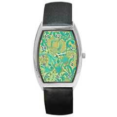 Floral Pattern Barrel Style Metal Watch by Valentinaart