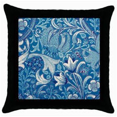 Floral Pattern Throw Pillow Case (black) by Valentinaart