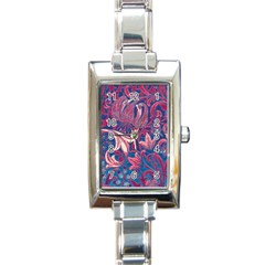 Floral Pattern Rectangle Italian Charm Watch