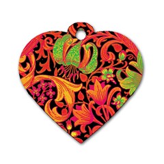 Floral pattern Dog Tag Heart (Two Sides)