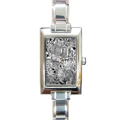 Floral Pattern Rectangle Italian Charm Watch