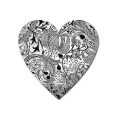 Floral Pattern Heart Magnet by Valentinaart