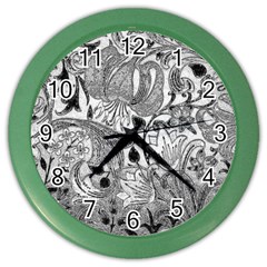 Floral Pattern Color Wall Clocks by Valentinaart