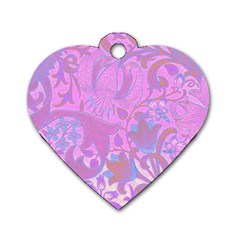 Floral Pattern Dog Tag Heart (one Side) by Valentinaart