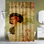 Lady On Vintage Postcard Vintage Floral French Postcard With Face Of Glamorous Woman Illustration Shower Curtain 48  x 72  (Small)  Curtain(48  X 72 ) - 42.18 x64.8  Curtain(48  X 72 )