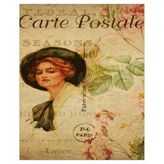 Lady On Vintage Postcard Vintage Floral French Postcard With Face Of Glamorous Woman Illustration Drawstring Bag (small) by Simbadda