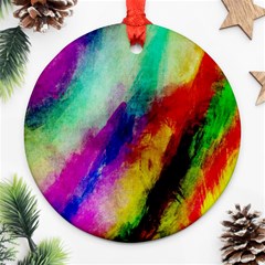 Colorful Abstract Paint Splats Background Ornament (round) by Simbadda