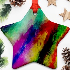 Colorful Abstract Paint Splats Background Ornament (star) by Simbadda