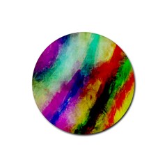 Colorful Abstract Paint Splats Background Rubber Coaster (round)  by Simbadda