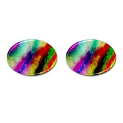 Colorful Abstract Paint Splats Background Cufflinks (Oval)