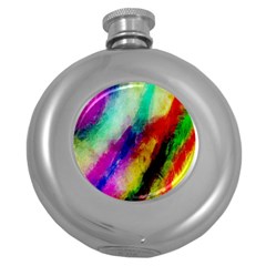 Colorful Abstract Paint Splats Background Round Hip Flask (5 oz)