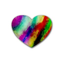 Colorful Abstract Paint Splats Background Heart Coaster (4 Pack)  by Simbadda