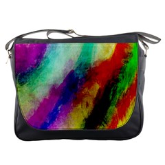 Colorful Abstract Paint Splats Background Messenger Bags