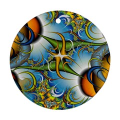 Random Fractal Background Image Ornament (Round)