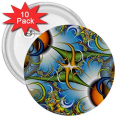 Random Fractal Background Image 3  Buttons (10 pack) 