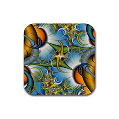 Random Fractal Background Image Rubber Coaster (Square) 