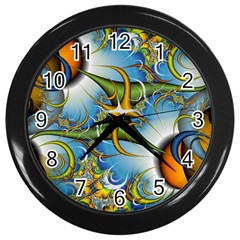 Random Fractal Background Image Wall Clocks (Black)