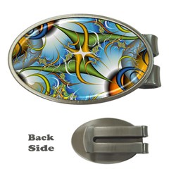 Random Fractal Background Image Money Clips (Oval) 