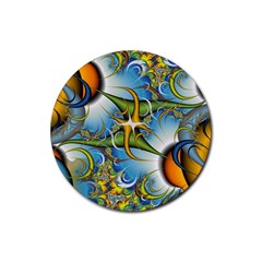 Random Fractal Background Image Rubber Round Coaster (4 pack) 