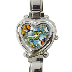 Random Fractal Background Image Heart Italian Charm Watch