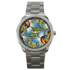 Random Fractal Background Image Sport Metal Watch