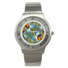 Random Fractal Background Image Stainless Steel Watch