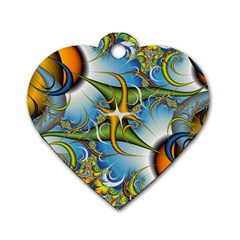 Random Fractal Background Image Dog Tag Heart (Two Sides)