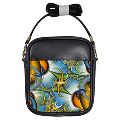 Random Fractal Background Image Girls Sling Bags