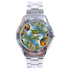 Random Fractal Background Image Stainless Steel Analogue Watch