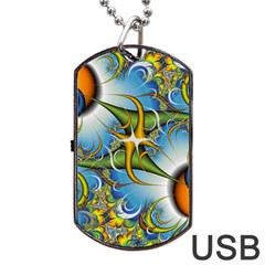 Random Fractal Background Image Dog Tag USB Flash (One Side)