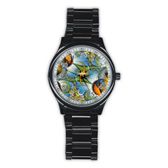 Random Fractal Background Image Stainless Steel Round Watch