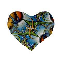 Random Fractal Background Image Standard 16  Premium Flano Heart Shape Cushions