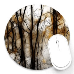 Fall Forest Artistic Background Round Mousepads by Simbadda