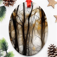 Fall Forest Artistic Background Ornament (oval) by Simbadda