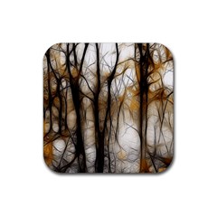 Fall Forest Artistic Background Rubber Coaster (square)  by Simbadda